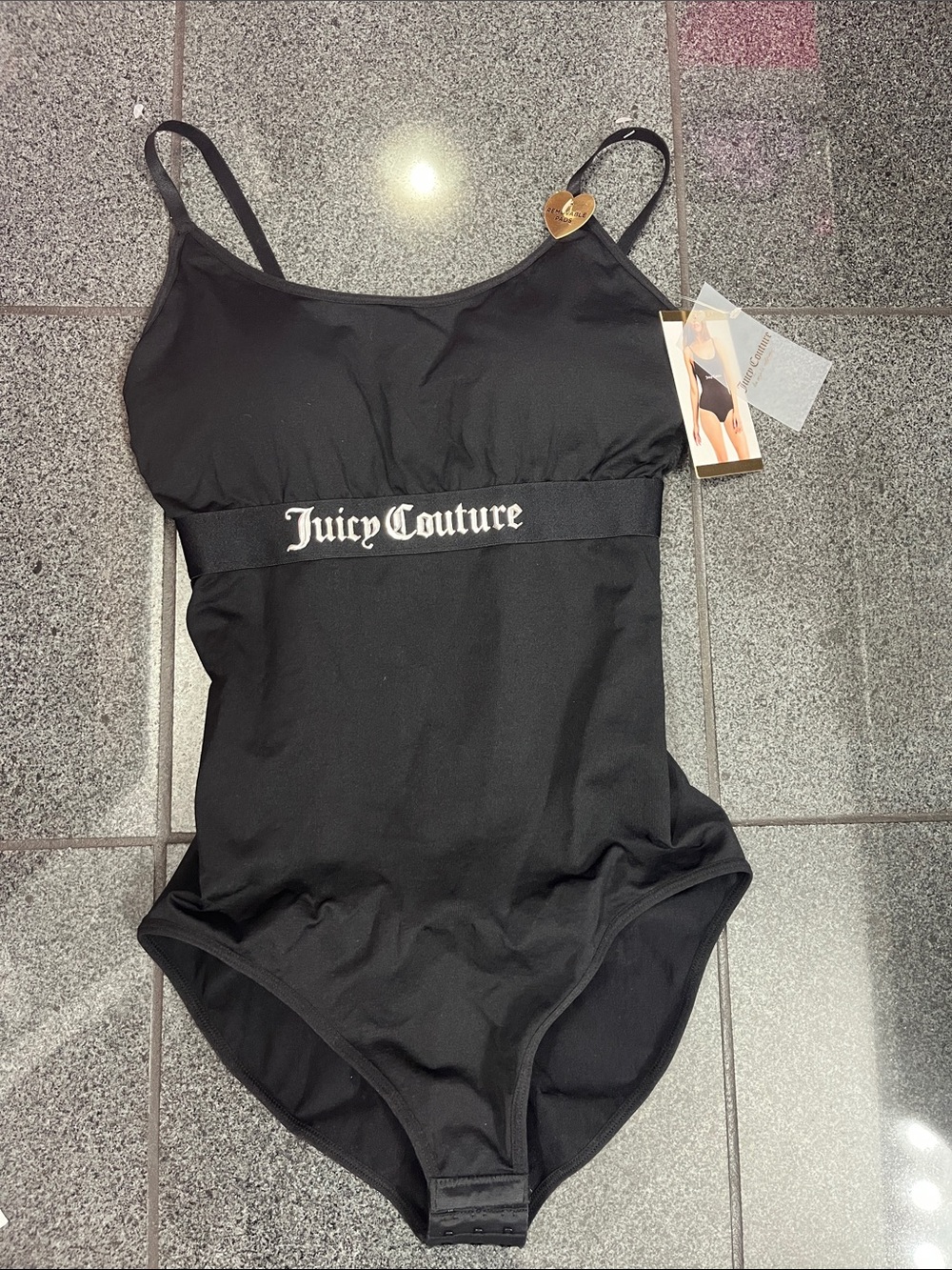 Juicy Couture Black Logo Strap Bodysuit